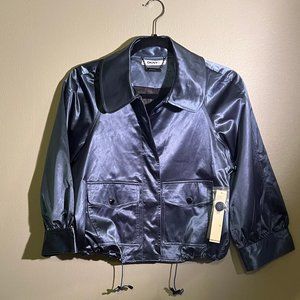 Vintage DKNYC Small Blue Satin Jacket, New with tags